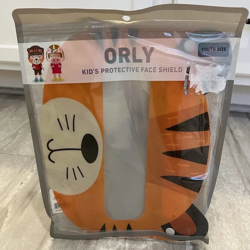 ORLY Kid’s Protective Face Shield, Youth Size, Orange Tiger, New